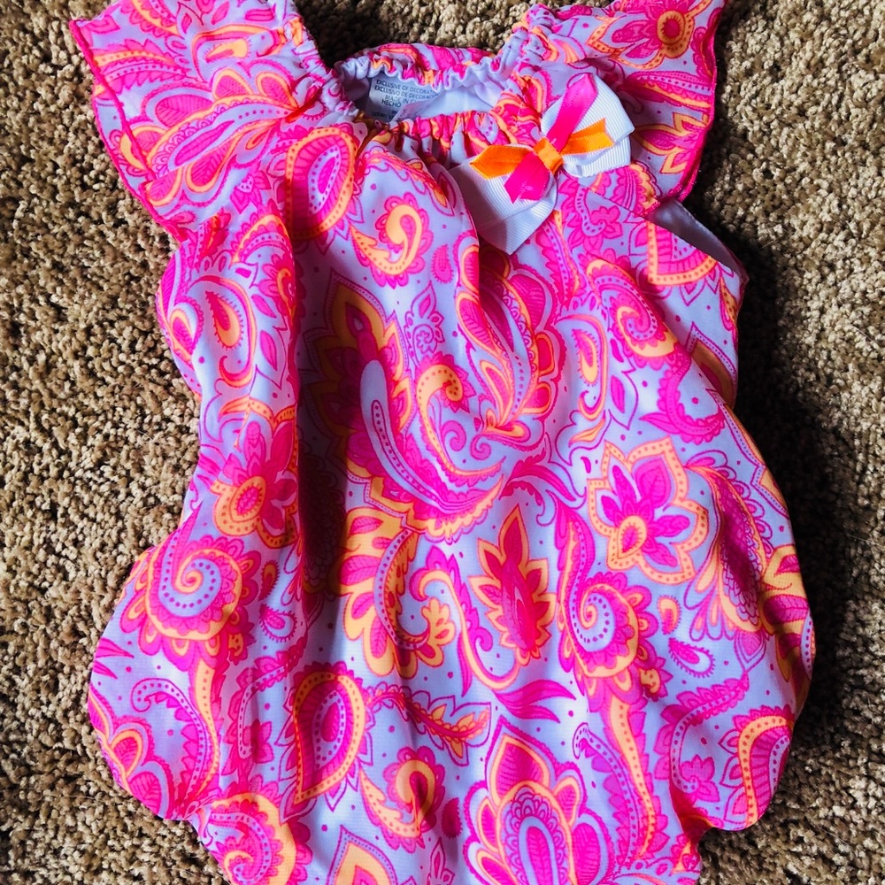 0-3 month paisley pink dress.